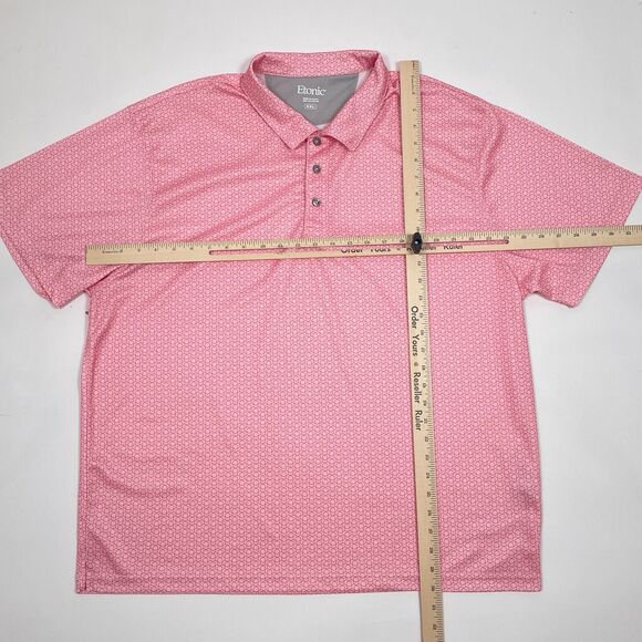Etonic Golf Polo Shirt‎ Mens Size XXL Pink Geometric Print Short Sleeve Stretch - Picture 6 of 8